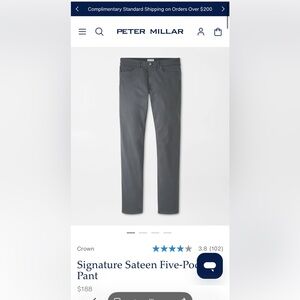 Peter Millar Signature Sateen Five Pocket Pants